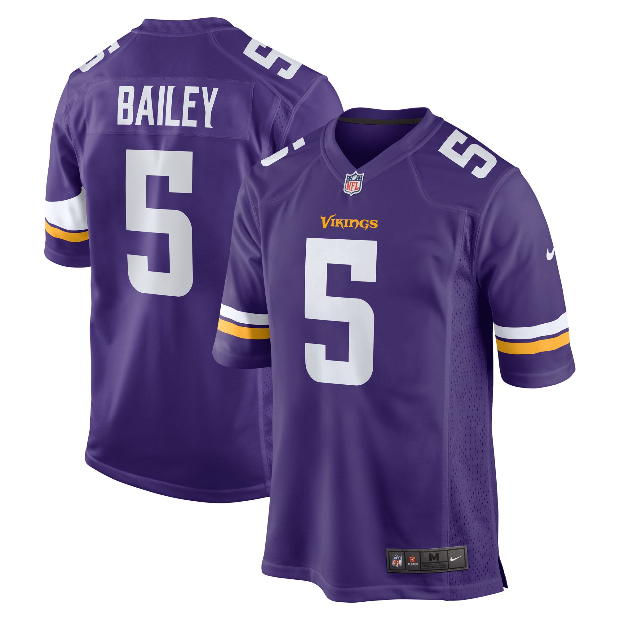 Men Minnesota Vikings 5 Dan Bailey Nike Purple Game Retired Player NFL Jersey